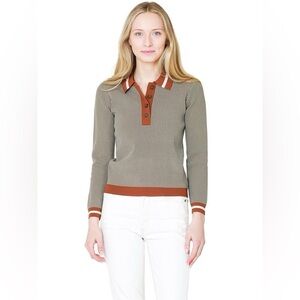 Veronica Beard Hildy Geo Knit Polo Top Multi